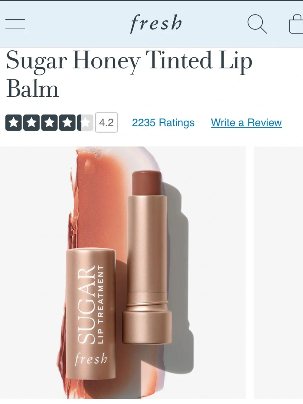 Fresh New Set of 2 Sugar Honey and Sugar Petal Tinted Lip Balms Bundle Full Size